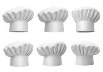 Chef Hats: Six Variations for Culinary Branding & Design Isolated on Transparent Background