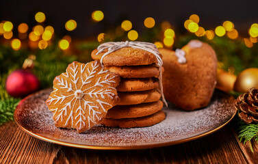 Christmas Gingerbread Cookies with Holiday Lights
