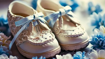 baby booties on a white background. Selective focus. kid.