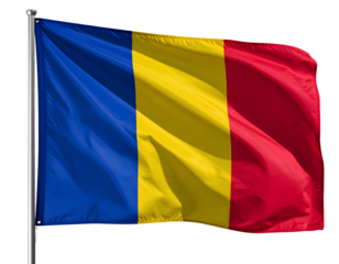 Romania National Flag Isolated on Transparent Background.
