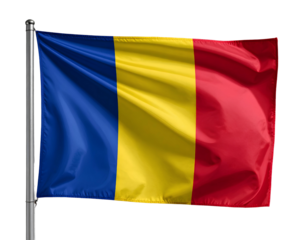 Romania National Flag Isolated on Transparent Background.