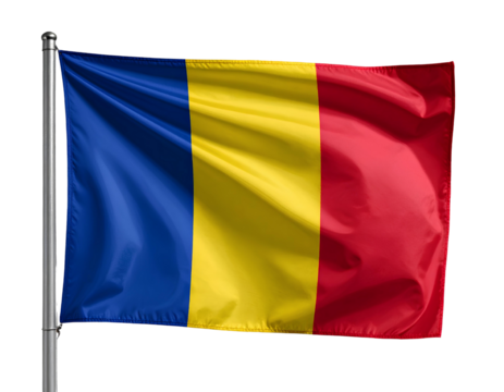 Romania National Flag Isolated on Transparent Background.