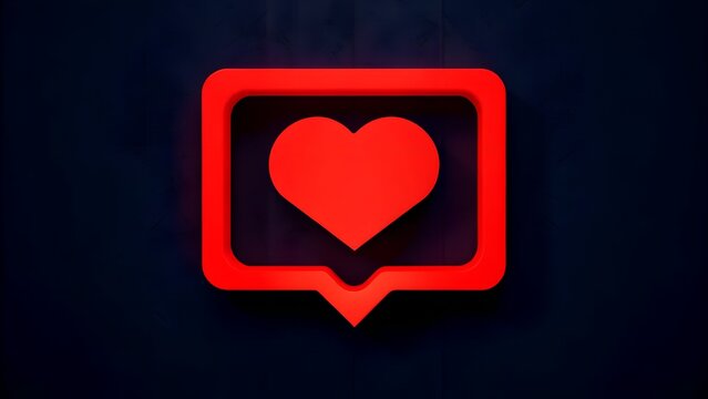 illuminated red heart icon on dark background - Powered by Adobe