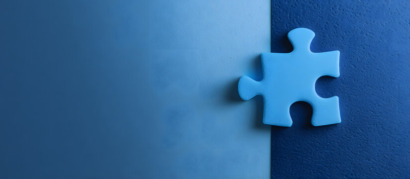 Autism awareness design concept for April 2 Blue puzle symbol on a background op view with space for tex