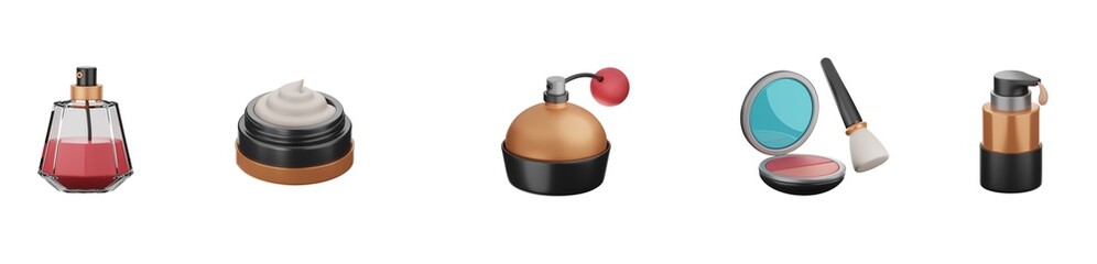 cosmetic beaty 3d icon set collection