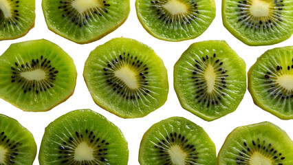 Fototapeta premium Fresh Kiwi Fruit Slices Isolated on Transparent Background