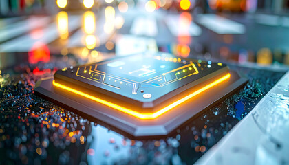 Innovation Unleashed: Illuminated CPU showcases the future of technological advancement with cutting-edge circuitry, a powerful symbol of the digital age.