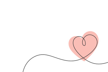 Fototapeta premium Continuous Line Art Heart Design with Pastel Fill for Modern Graphic Elements and Creative Backgrounds
