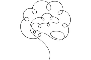 Human brain continuous one line drawing minimalist medical anatomy vector illustration
