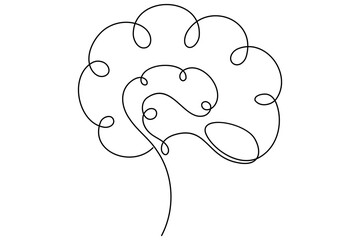 Human brain continuous one line drawing minimalist medical anatomy vector illustration