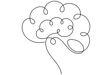 Human brain continuous one line drawing minimalist medical anatomy vector illustration