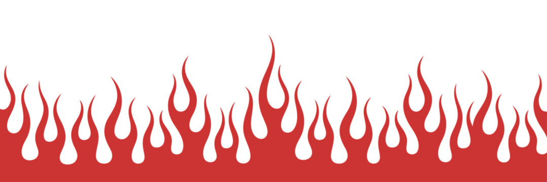 Vibrant Red Flames Border Design Element for Dynamic Visuals and Creative Projects, Isolated on White