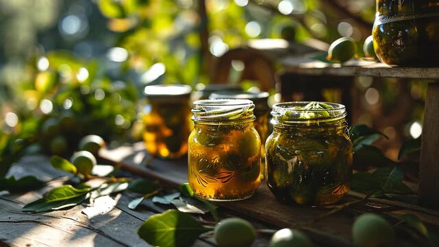 feijoa jam in a jar. Selective focus. food.