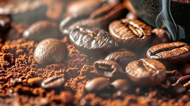 coffee beans and a cup of coffee. Selective focus. nature.
