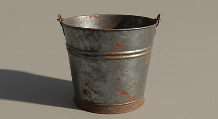 A Distressed Metal Bucket with Subtle Rust
