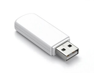 White USB Flash Drive Isolated on White Background.