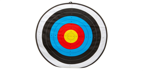 Archery target with colorful rings on background bullseye sport isolated on a transparent background