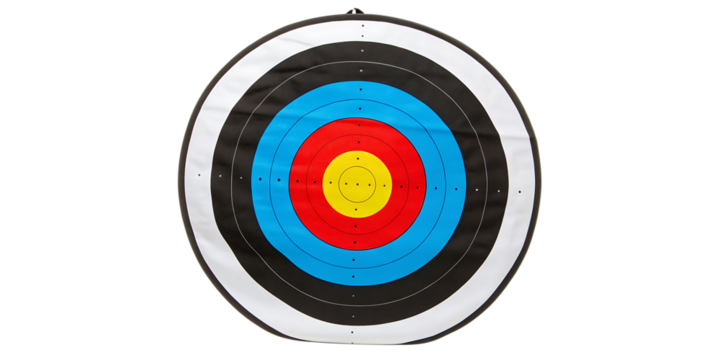Archery target with colorful rings on background bullseye sport isolated on a transparent background