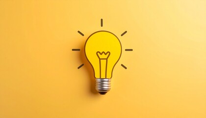 A glowing light bulb against a vibrant yellow background, symbolizing creativity, innovation, and bright ideas.