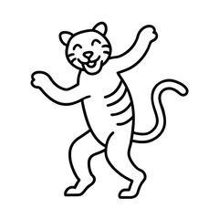 Fototapeta premium outline of a tiger dancing happily in the jungle