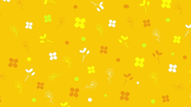 Yellow background with scattered small floral illustrations