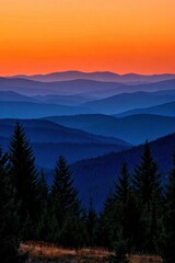 Sunset over vibrant mountain landscape