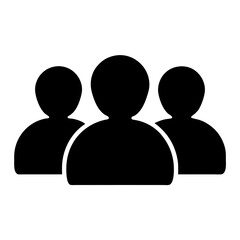 Three silhouettes of people standing together representing teamwork or collaboration.