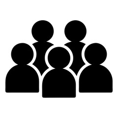 Simple icon illustration of a group of people in black silhouettes