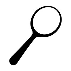 Simple black and white illustration of a magnifying glass with elongated handle