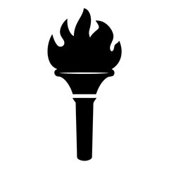 Bold Silhouette of a Classic Torch with Energetic Flames Igniting Above