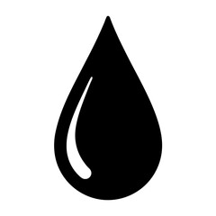 Simple droplet icon in black and white featuring light reflection element