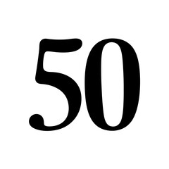 Bold and Striking Number Fifty Graphic in Black and White Color