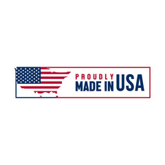 Proudly Made in USA lebel featuring American flag map and patriotic text for national pride isolated on transparent background