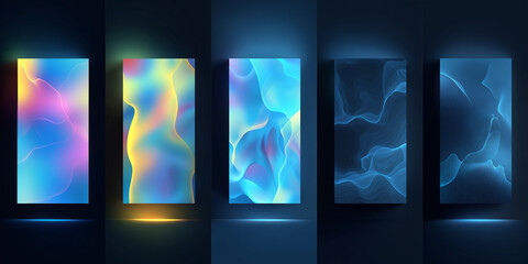 Fototapeta premium Futuristic packaging concept art, glowing holographic textures