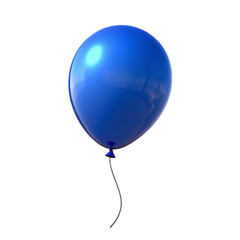 Single Blue Balloon with String on Transparent Background celebration party isolated on a transparent background