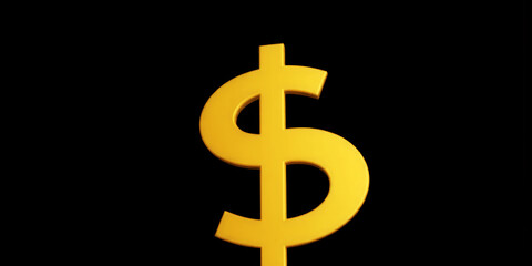 Fototapeta premium A prominent golden dollar sign against a stark black background in a simple image