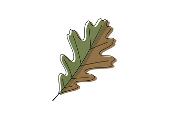 Obraz premium A stylized illustration of an autumn leaf, featuring a simple line art design and warm earth tones.