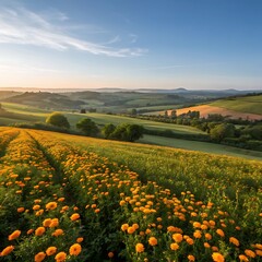 Obraz premium landscape with sunflowers