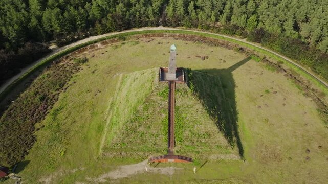 Pyramide Austerlitz, old historical landmark in the middle of natural area Utrechtse Heuvelrug, monument dedicated to Napoleon Bonaparte, aerial retreat