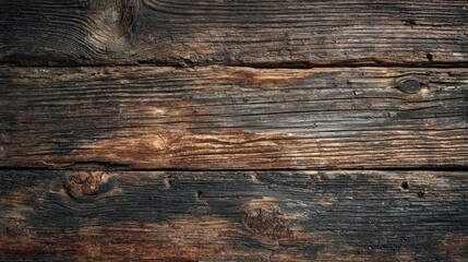Fototapeta premium Distressed wood planks, darkened with age. Showing grain and texture