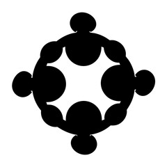 Circular Pattern Formed by Connected Spheres and Ellipsoids in Black Silhouette