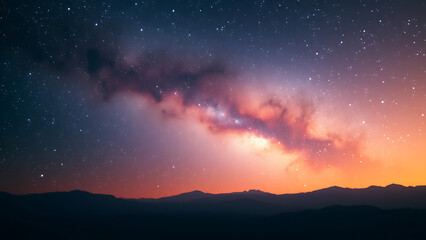 Fototapeta premium Vast Cosmic Landscape of a Colorful Galaxy Illuminated by Distant Stars in Deep Space