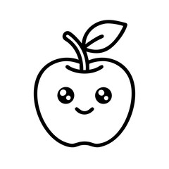 apple outline coloring book page line art illustration digital drawing, apple line art icon for apps and websites, apple silhouette vector illustration