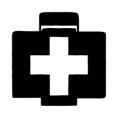 First aid kit vector illustration in bold black and white colors