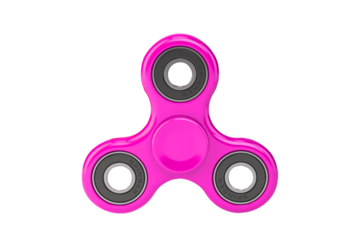 Bright pink fidget spinner toy isolated on transparent background