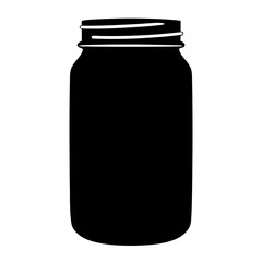 Silhouette of a mason jar with threaded neck, classic and simple