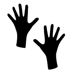 Pair of Silhouette Hands Reaching Upwards Against a White Background Vector
