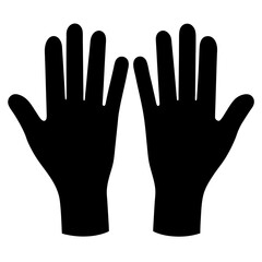Black hand shapes represent open hands in a vector art illustration