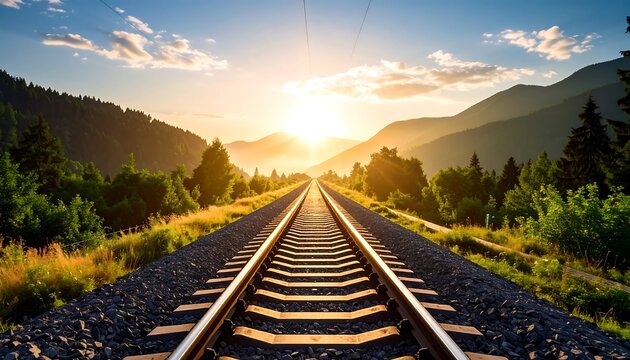 Sunset Railway Tracks Mountain View. (1)