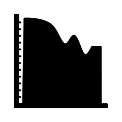 Decreasing graph silhouette with a side axis showing decline in value